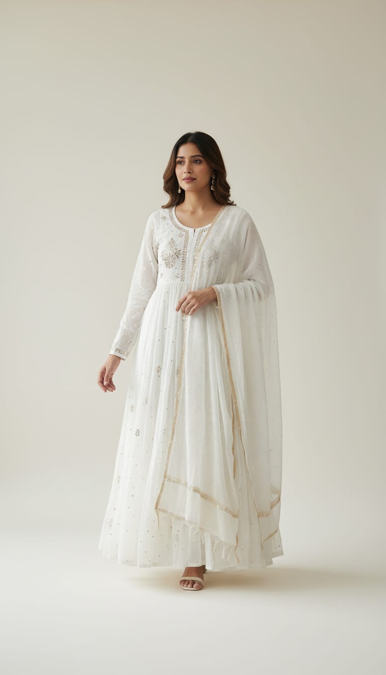 Party Wear Gown & Dyeable Fabric