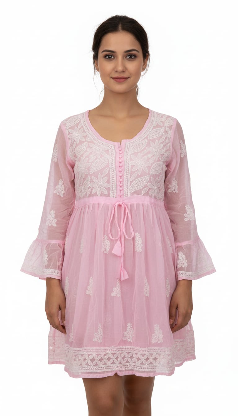 Chiffon Short Top Shadow Fanda & Booti Work