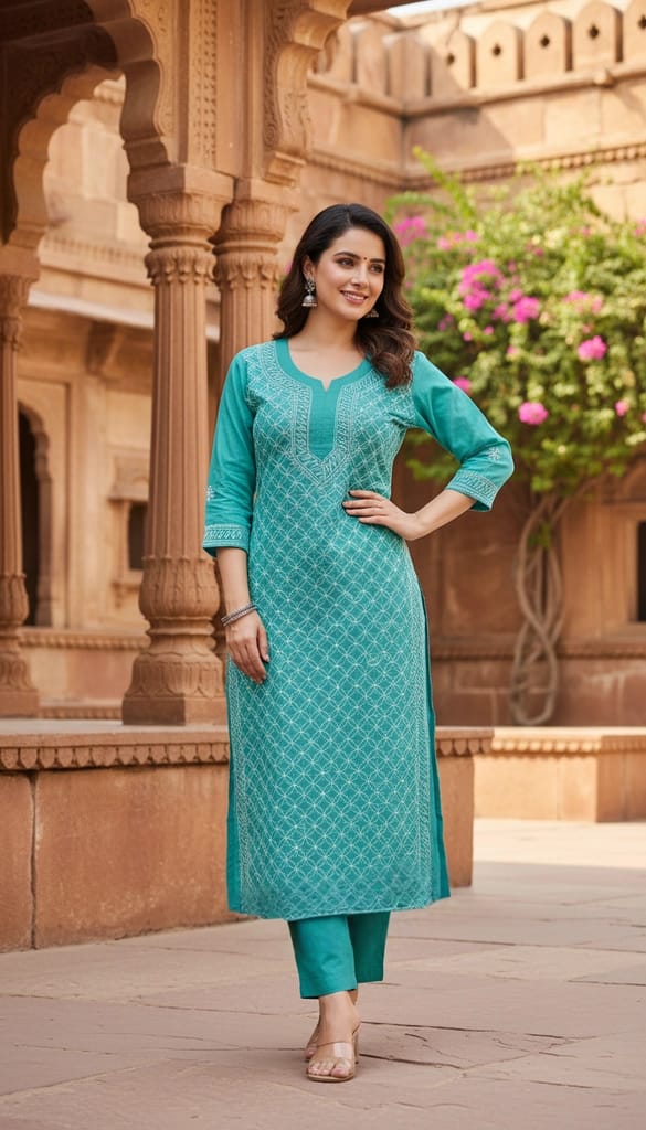 Fanda Bakhiya Work Long Kurti